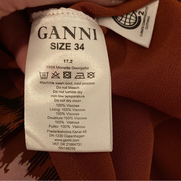 GANNI Monette Georgette Midi Cold Shoulder Floral Dress - Picture 10 of 12